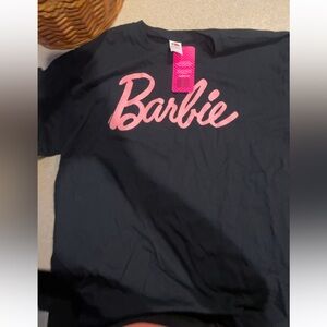 Barbie Logo Graphic Tee Black Pink Women’s Shirt NEW